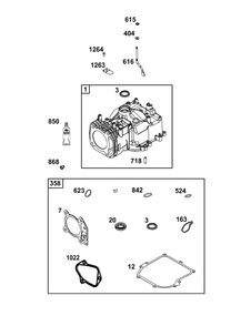 Cylinder Group Diagram and Parts List for 09P602-0053-H5 020000 - 09Z999 Briggs and Stratton Engine